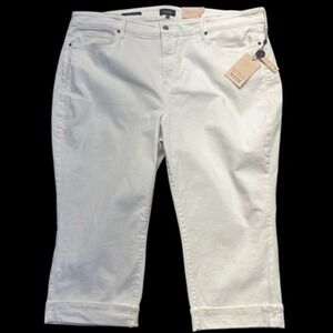 NYDJ Marilyn Jeans Womens 24W‎ Optic White Crop Cuff Lift Tuck Stretch WCFO2108